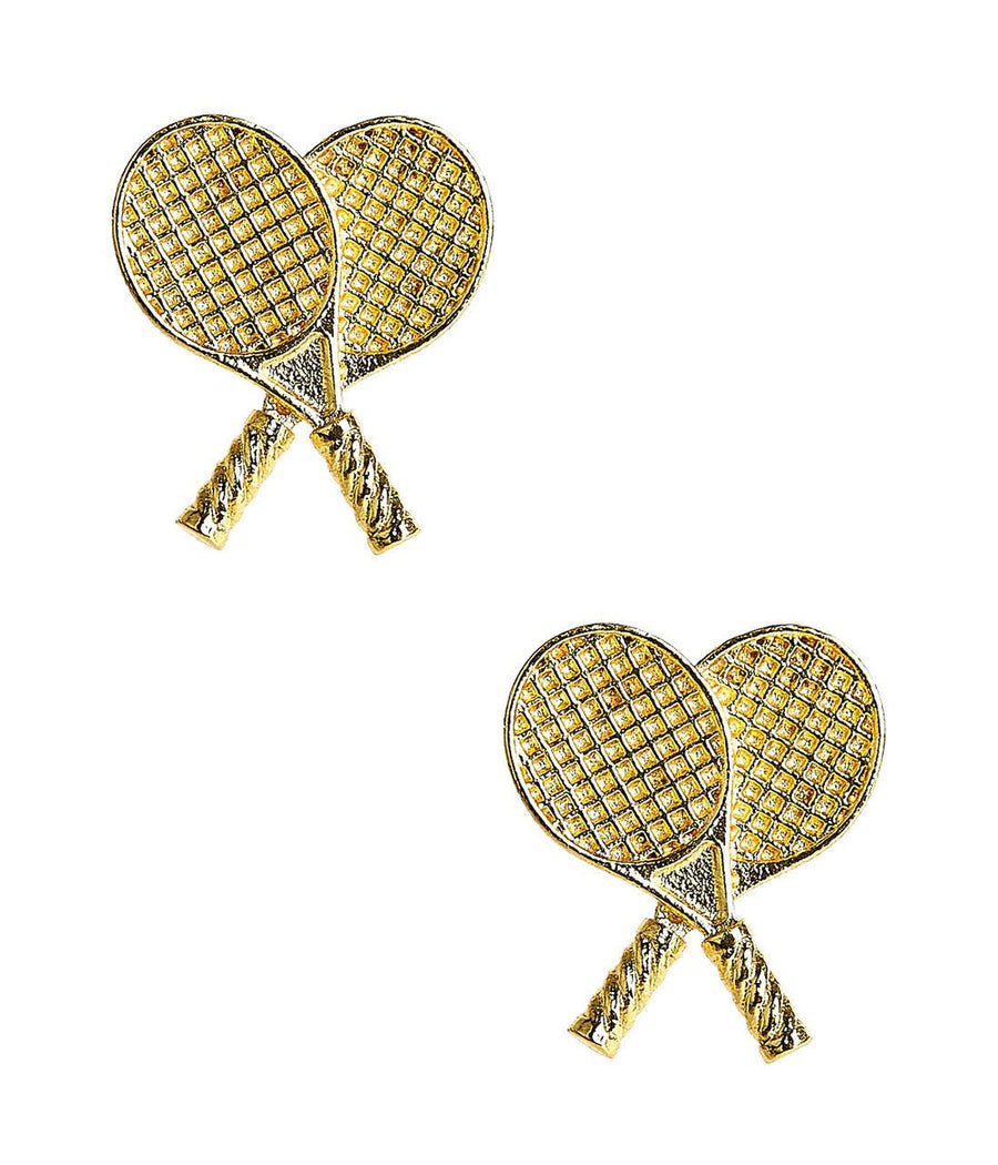 Double Tennis Racket Stud - Gold - Glamourous Grace