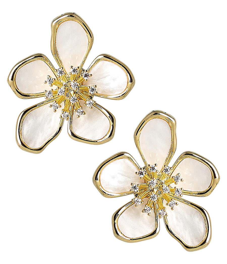Elinore Mother of Pearl Floral Earring - Glamourous Grace