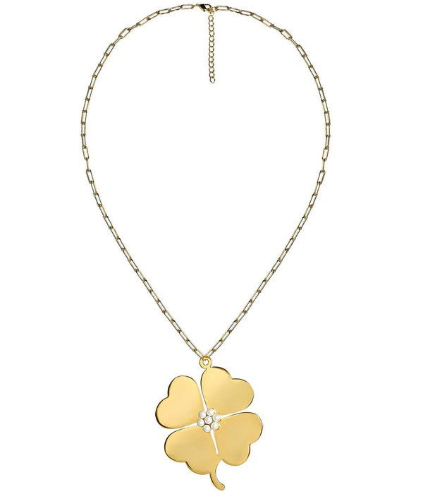 Genlyn Clover Short PaperClip Chain Necklace - 18k Plated - Teggy French - Glamourous Grace