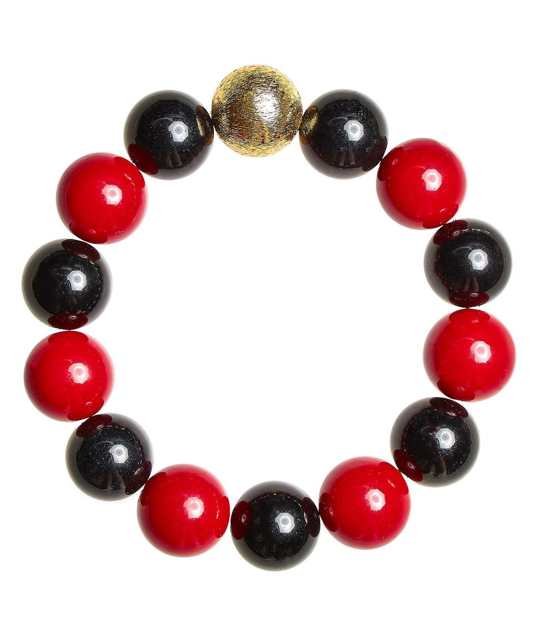 Georgia Beaded Bracelet - Black Red Quartz - Glamourous Grace
