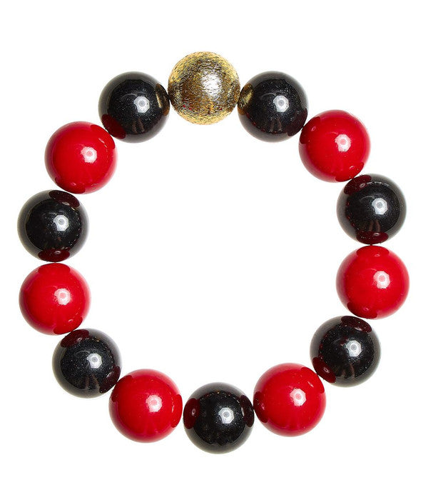 Georgia Beaded Bracelet - Black Red Quartz - Glamourous Grace