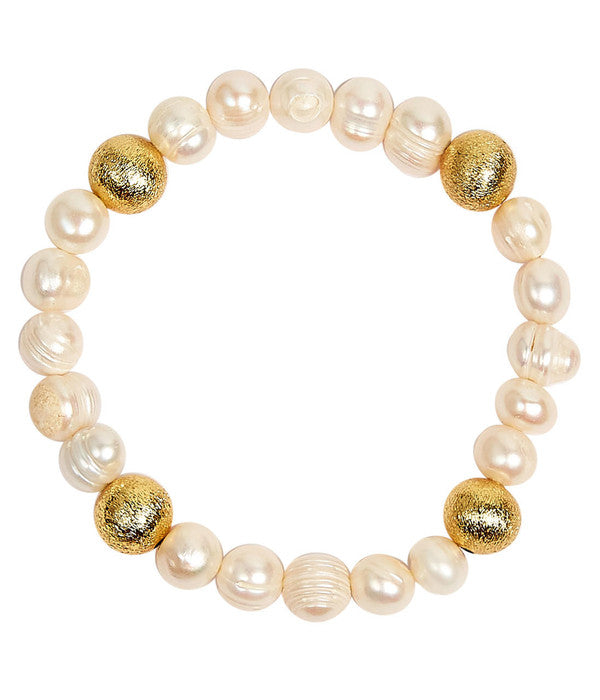 Georgia Beaded Bracelet - Freshwater Pearl and 10mm - Glamourous Grace