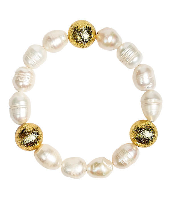 Georgia Beaded Bracelet - Freshwater Pearl and 14mm - Glamourous Grace