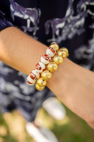 Georgia Ceramic and Gold Beaded Football Bracelet - Glamourous Grace