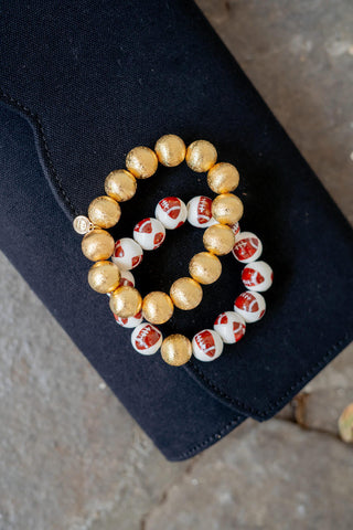 Georgia Ceramic and Gold Beaded Football Bracelet - Glamourous Grace