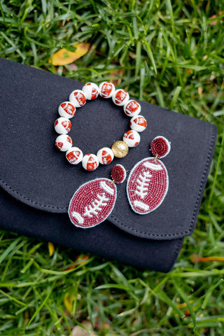 Georgia Ceramic and Gold Beaded Football Bracelet - Glamourous Grace
