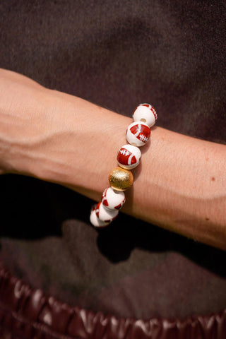 Georgia Ceramic and Gold Beaded Football Bracelet - Glamourous Grace