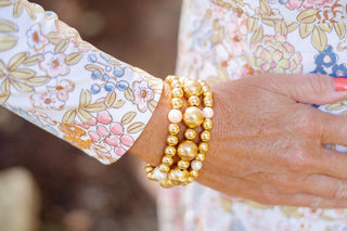 Georgia - Gold  & Freshwater Pearl Beaded Bracelet - Glamourous Grace