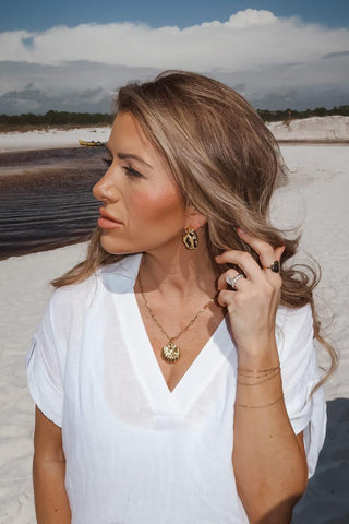 Gold Dune Charm Necklace - 18k Gold Plated - Jess Fay Collection - Glamourous Grace