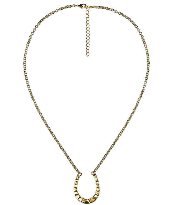 Gold Horseshoe Charm Necklace - 18k Gold Plated - Glamourous Grace