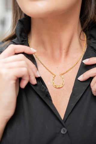 Gold Horseshoe Charm Necklace - 18k Gold Plated - Glamourous Grace