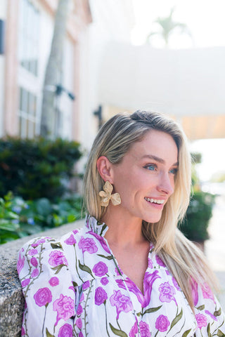 Kaia - Raffia Flower Earring - Glamourous Grace