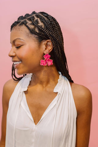 Kaia - Raffia Flower Earring - Glamourous Grace