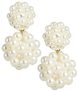 Kate Cluster Pearl Large Statement - Earrings - Belle of  the Ball - Glamourous Grace