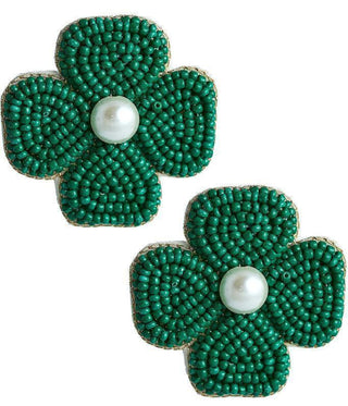 Kerry Beaded Clover Stud Earring - Glamourous Grace
