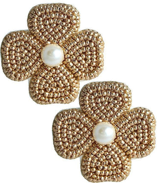 Kerry Beaded Clover Stud Earring - Glamourous Grace