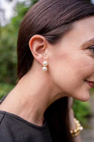 Large Belle - Double Pearl earrings - Belle of  the Ball - Glamourous Grace