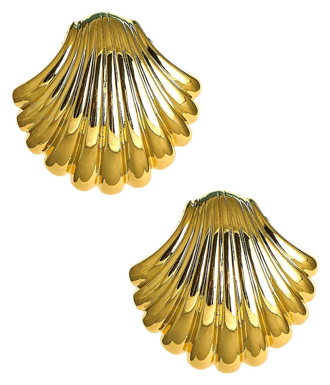 Large Meeghan - Gold Shell Stud - 18k Gold Plated - Meeghan Mullin x Lisi Lerch Collection - Glamourous Grace