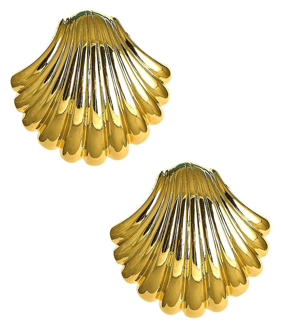 Large Meeghan - Gold Shell Stud - 18k Gold Plated - Meeghan Mullin x Lisi Lerch Collection - Glamourous Grace