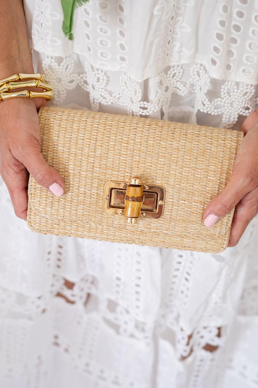 Lilly - Straw Clutch - Bamboo Toggle - Glamourous Grace