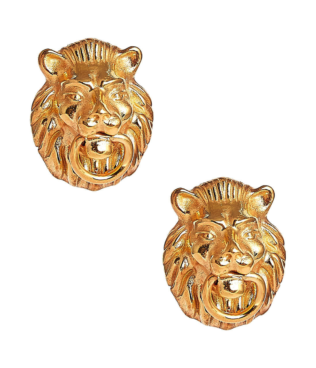 Lion Door Knocker  Earrings in Gold Brass - Glamourous Grace
