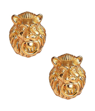 Lion Door Knocker  Earrings in Gold Brass - Glamourous Grace
