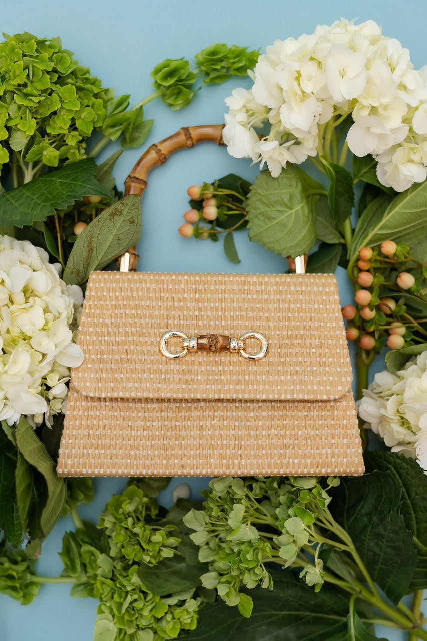 Straw Lulu Bag with Bamboo Handle - Glamourous Grace
