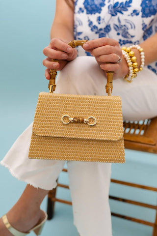 Straw Lulu Bag with Bamboo Handle - Glamourous Grace