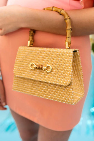 Straw Lulu Bag with Bamboo Handle - Glamourous Grace