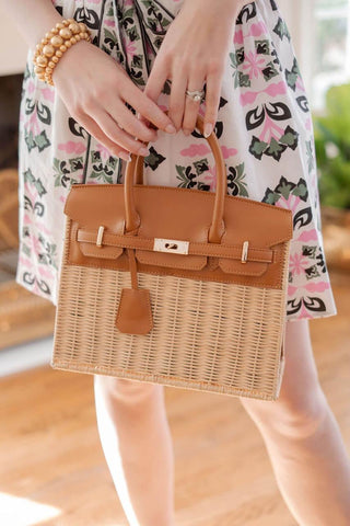 Margo Camel -  Wicker Handbag - Glamourous Grace