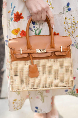 Margo Camel -  Wicker Handbag - Glamourous Grace