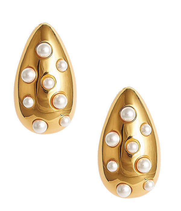 Mila Hoop - Gold & Pearl Earring - Glamourous Grace