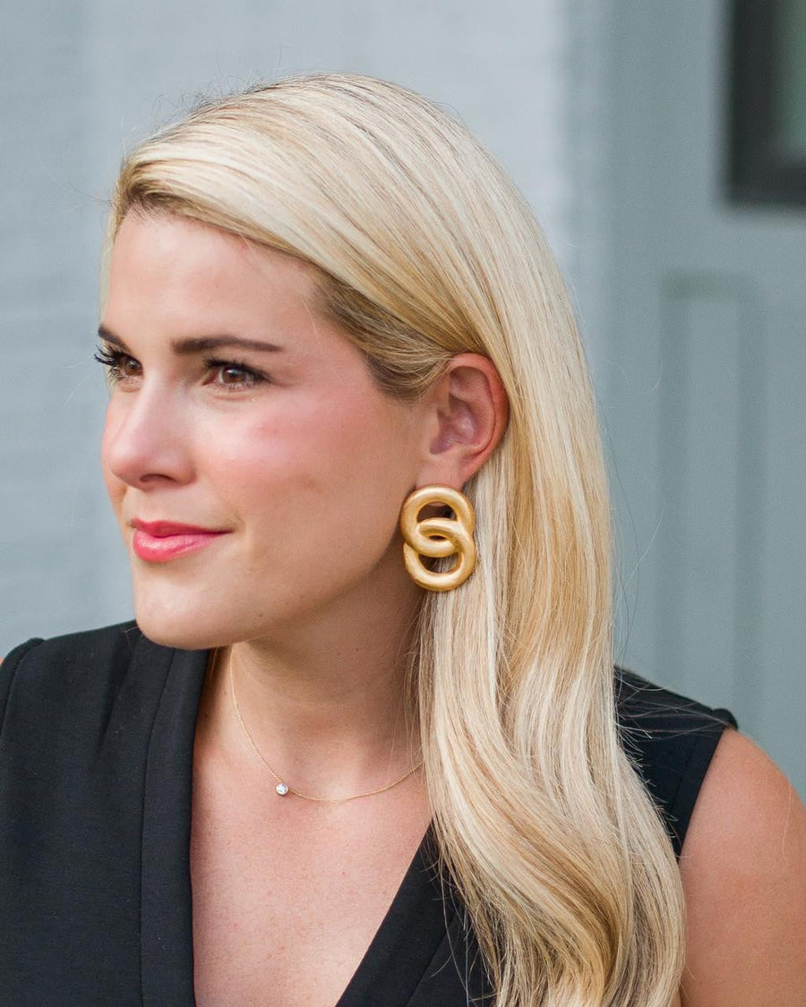 Spencer Earring - Medium - Brushed Gold - Glamourous Grace