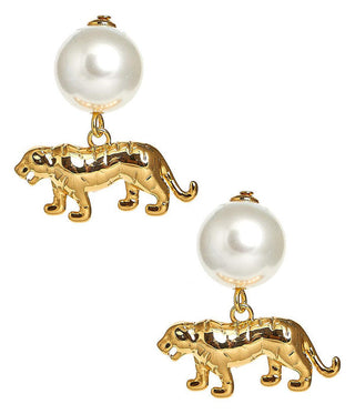 Tiger Pearl Drop - Gold Earring - Glamourous Grace