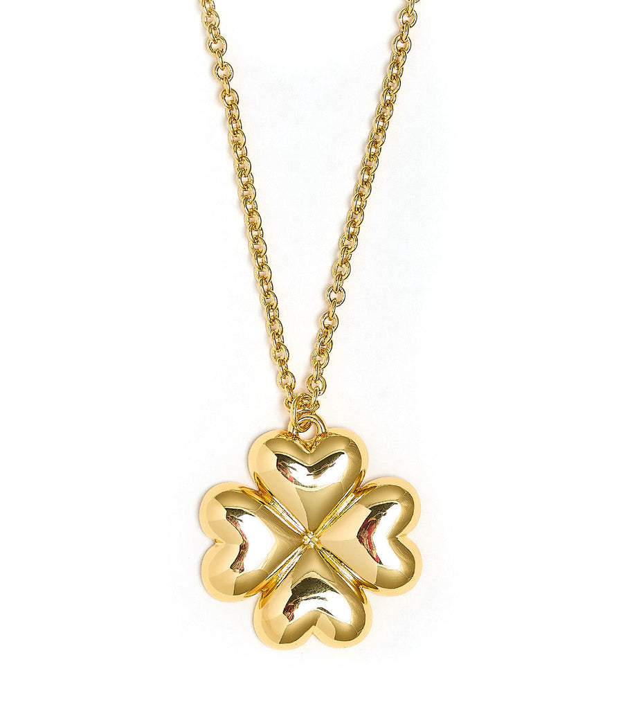 Puffy Shamrock Necklace with gold chain - 18k Plated Necklace - Glamourous Grace
