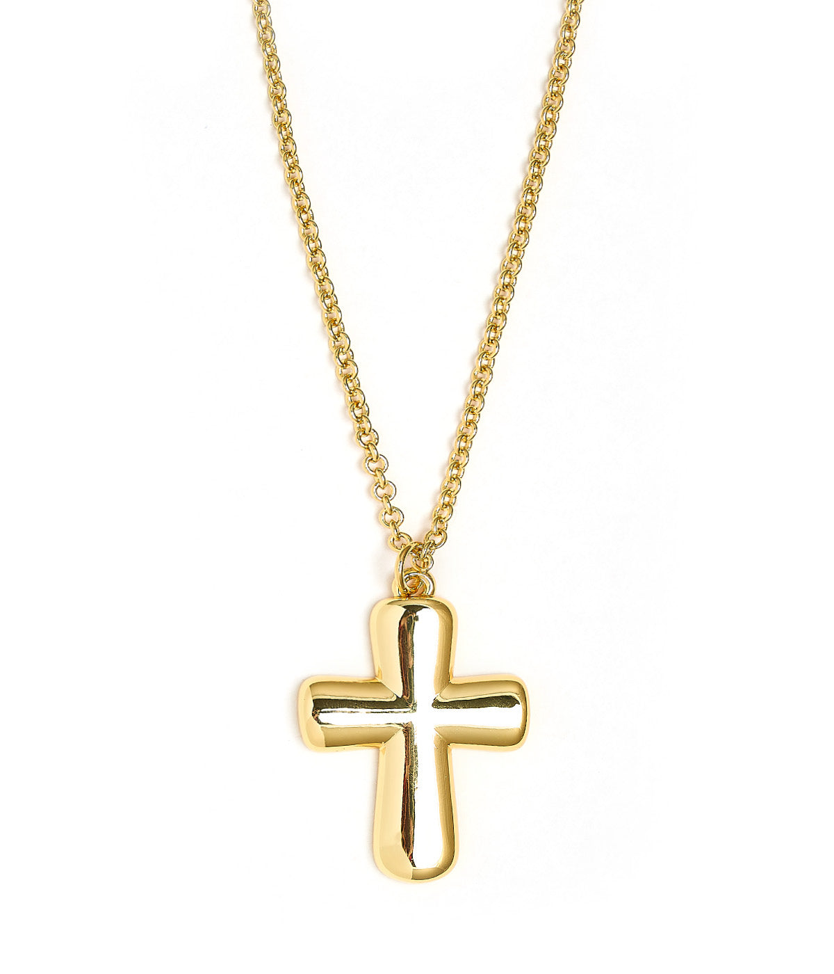 Puffy Cross Necklace with gold chain - 18k Plated Necklace - Glamourous Grace