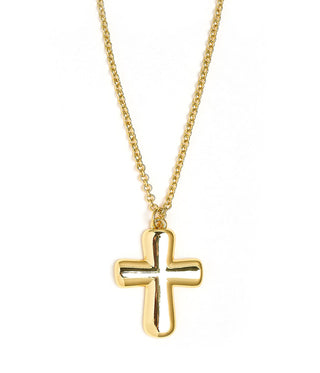 Puffy Cross Necklace with gold chain - 18k Plated Necklace - Glamourous Grace