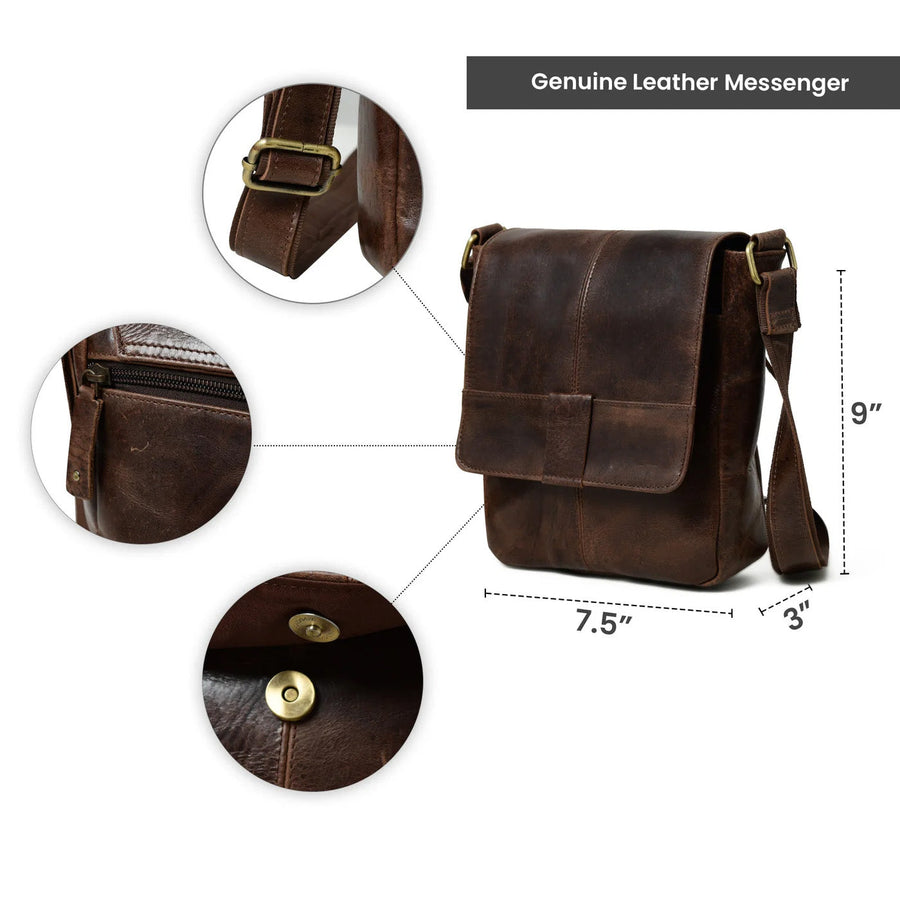 Brown Leather Crossbody Bag - Glamourous Grace