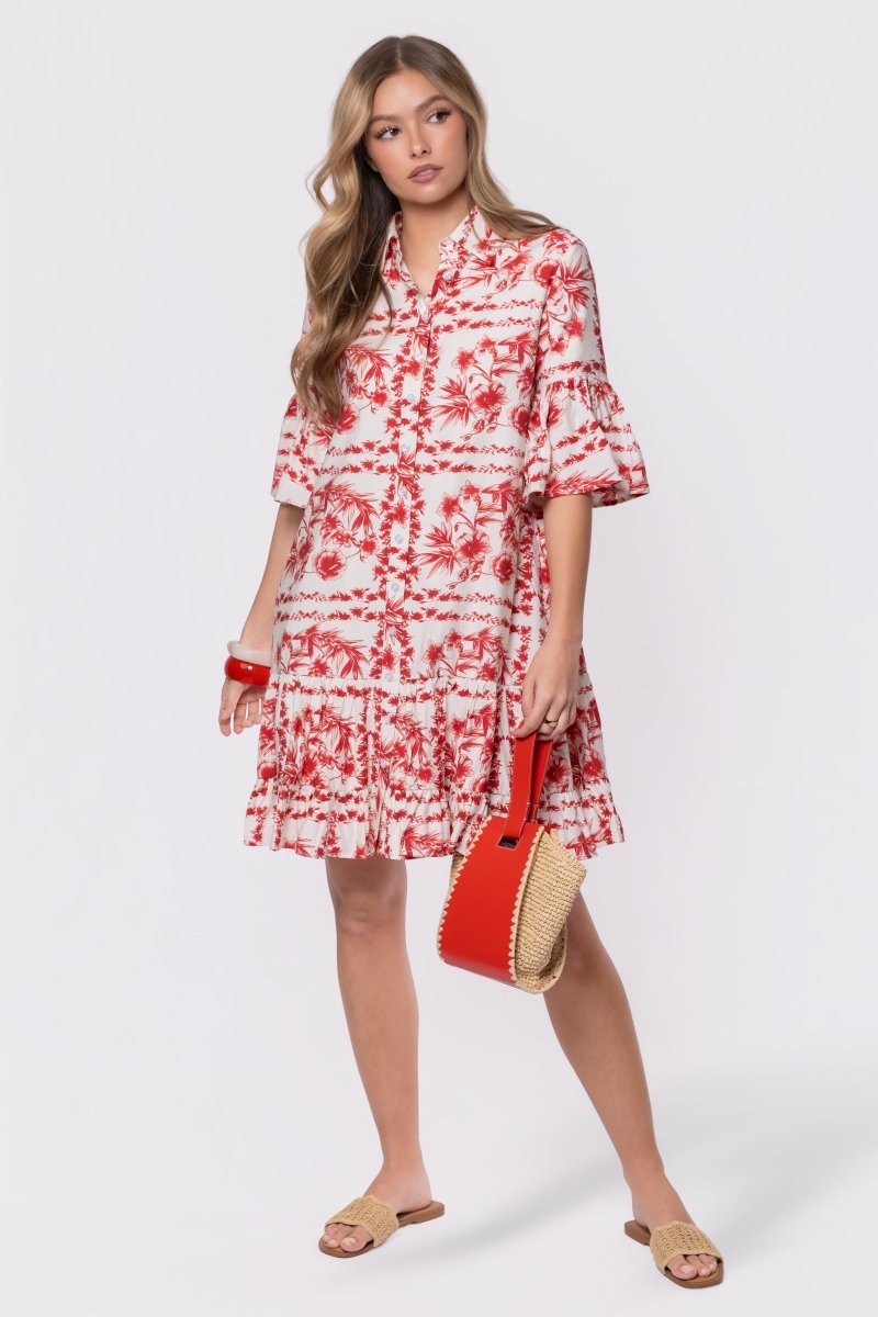 Lola Dress (White Red) - Glamourous Grace