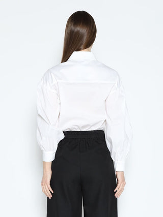 Long Puff Sleeve Button Detail Cotton Shirt