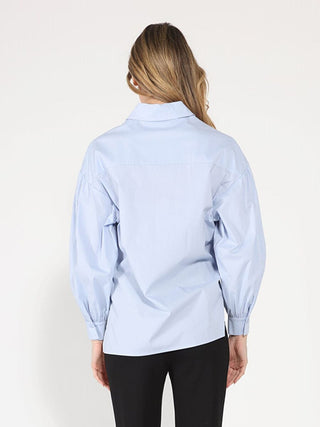 Long Puff Sleeve Button Detail Cotton Shirt - Glamourous Grace
