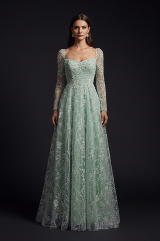 Long Sleeve Beaded Lace Gown | 29151 - Glamourous Grace