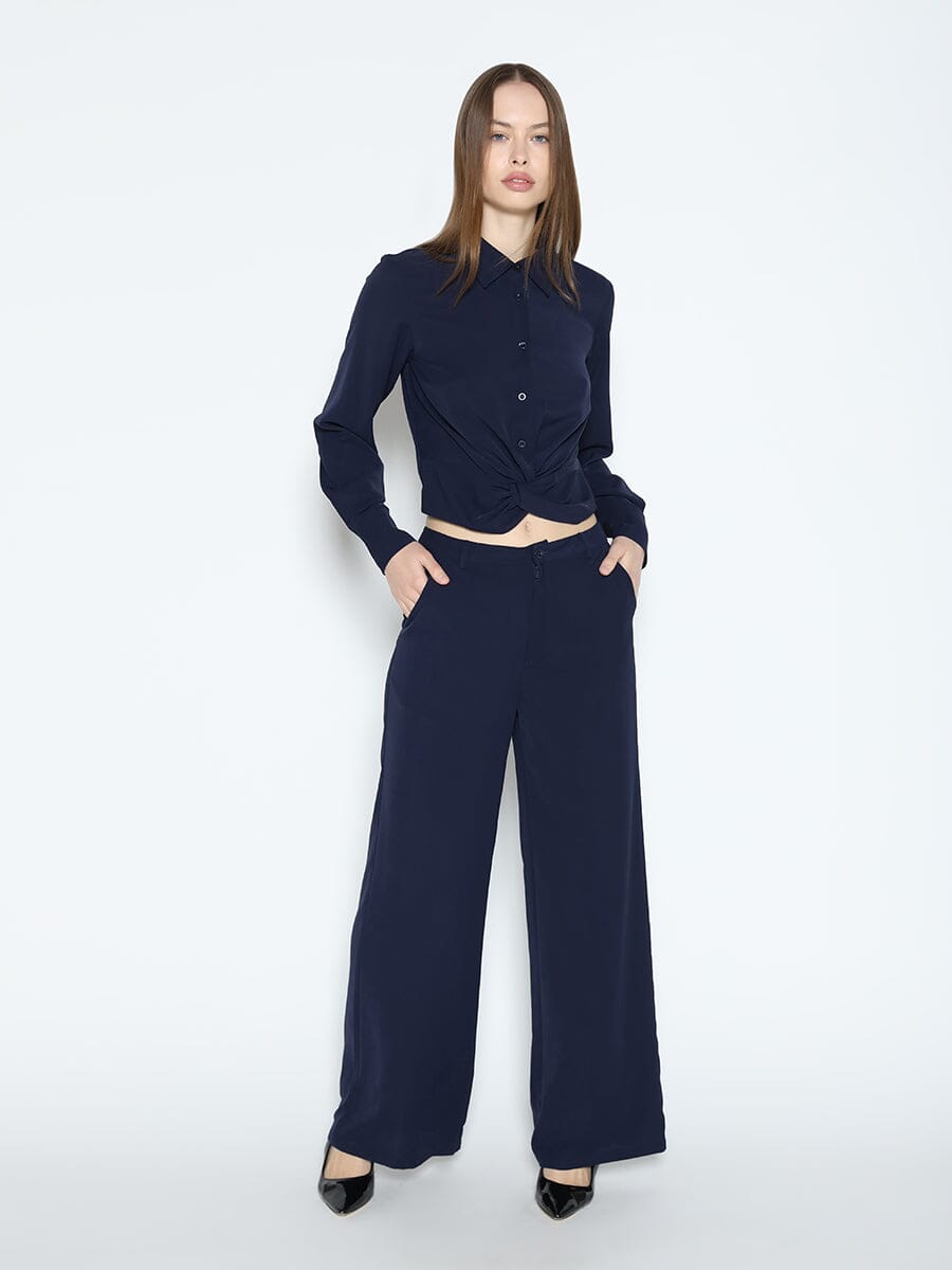 Long Sleeve Button Down Twist Front Shirt