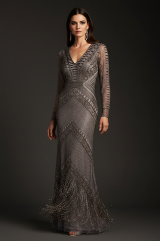 Long Sleeve Fringe Dress - Glamourous Grace