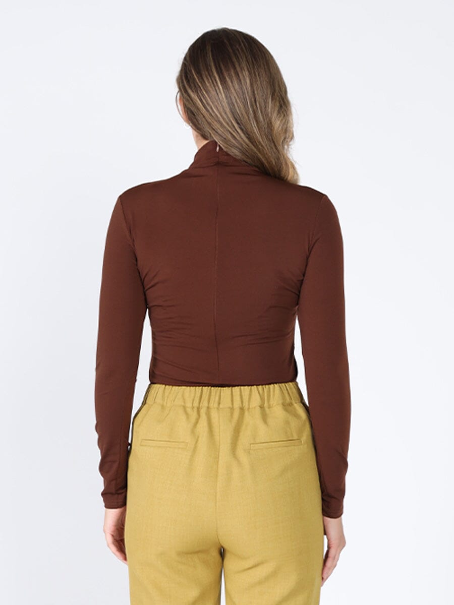 Long Sleeve Mock Neck Flower Applique Top - Glamourous Grace