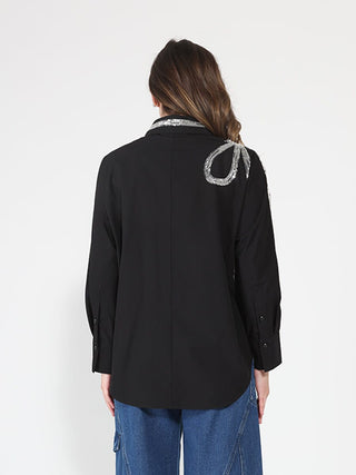 Long Sleeve Shirt Button Down Sequin Embellished - Glamourous Grace