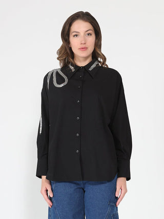 Long Sleeve Shirt Button Down Sequin Embellished