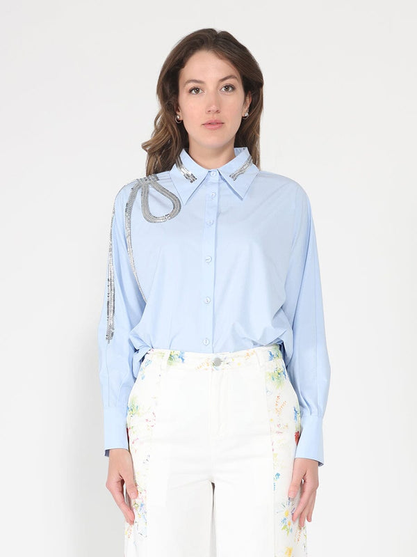 Long Sleeve Shirt Button Down Sequin Embellished