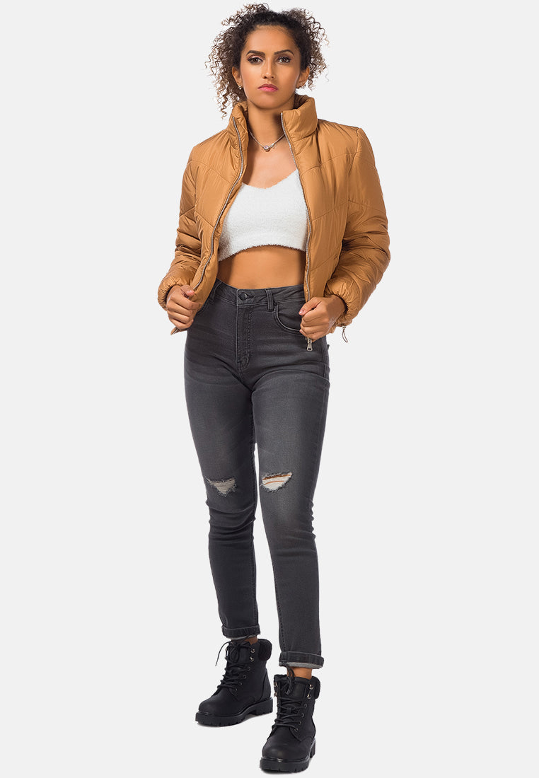 Long Sleeves Puffer Jacket - Glamourous Grace