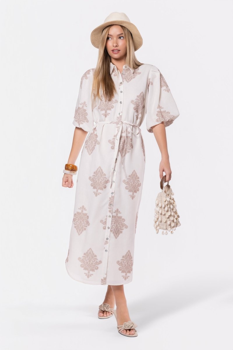 Lorelai Dress (Beige) - Glamourous Grace